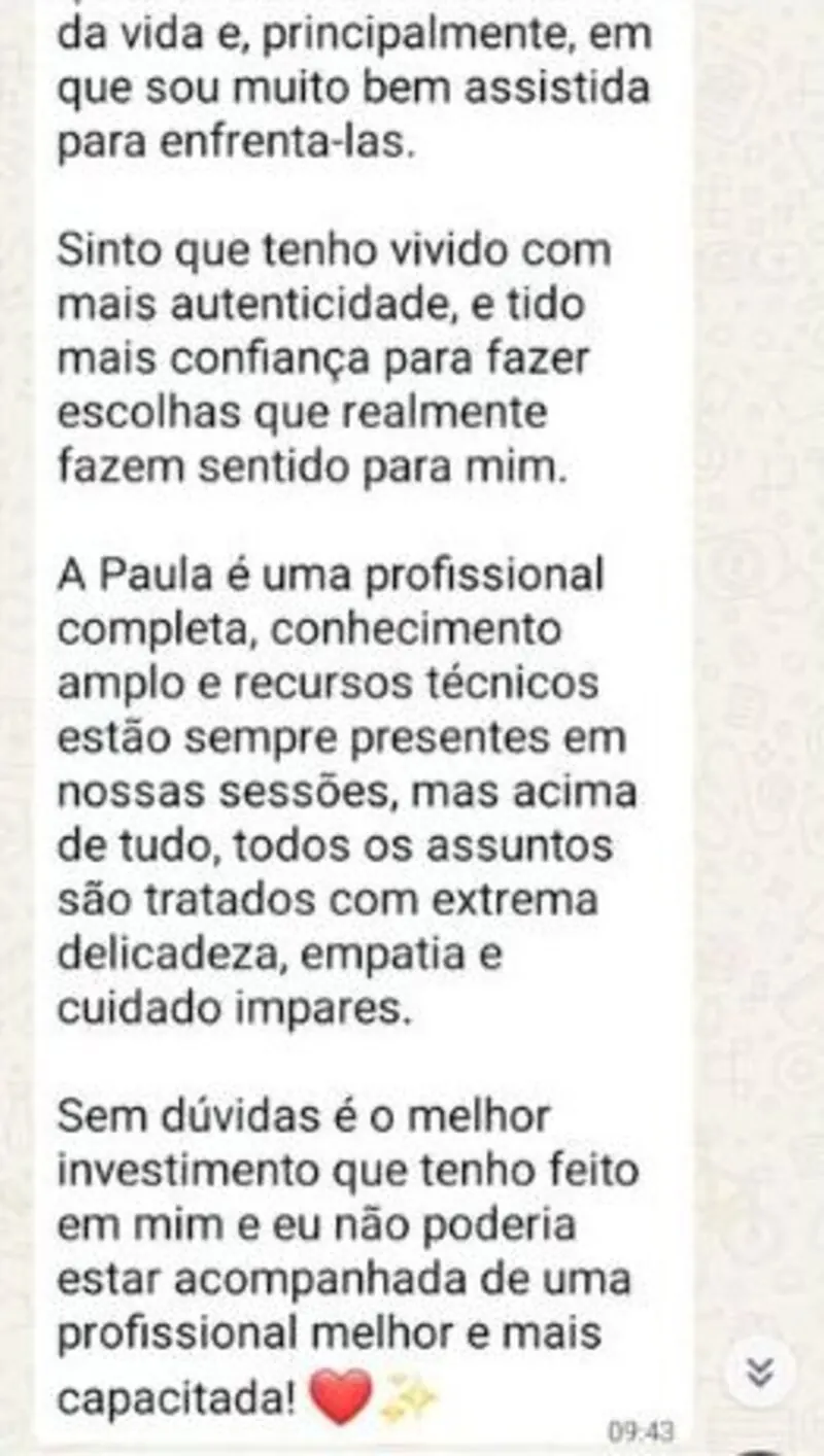 Depoimento sobre viver com mais autenticidade e confiança